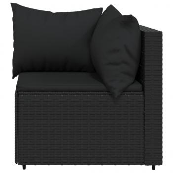 Garten-Ecksofa mit Kissen Schwarz Poly Rattan