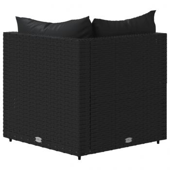 Garten-Ecksofa mit Kissen Schwarz Poly Rattan