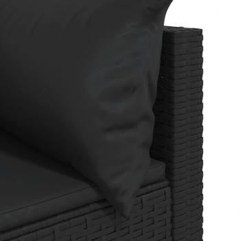 Garten-Ecksofa mit Kissen Schwarz Poly Rattan