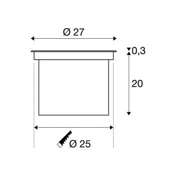 SLV DASAR 270 Outdoor LED Bodeneinbauleuchte, 3000K, rund, IP67, symmetrische Abstrahlung (1002897)