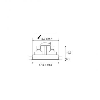 SLV HORN Deckeneinbauleuchte, schwarz, GU10, double, 25W (1006121)