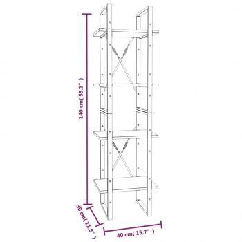 Bücherregal 4 Fächer Grau Sonoma 40x30x140 cm Holzwerkstoff