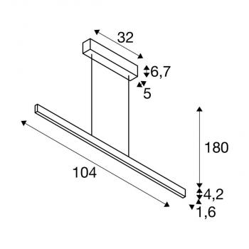 SLV ONE LINEAR 100 Pendelleuchte, 24W, 2700/3000K, schwarz (1006185)