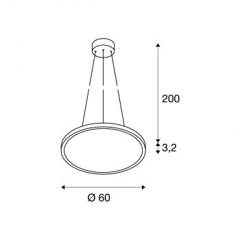 SLV PANEL 60 DALI Pendelleuchte, LED, rund, grau, 3000K (1003046)