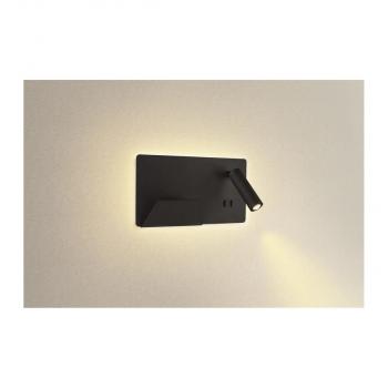 SLV SOMNILA SPOT Indoor LED Wandaufbauleuchte 3000K, Version links, USB Anschluss, schwarz (1003455)