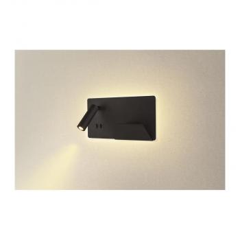 SLV SOMNILA SPOT Indoor LED Wandaufbauleuchte, 3000K, V. rechts, USB, schwarz (1003456)