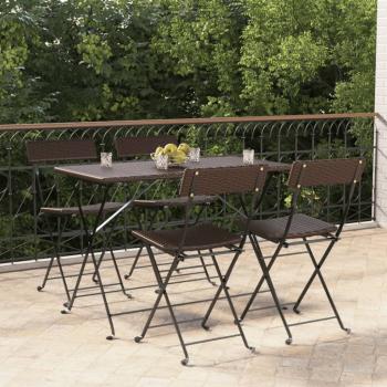 ARDEBO.de - Bistrostühle 4 Stk. Klappbar Braun Poly Rattan und Stahl