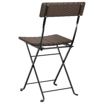 Bistrostühle 4 Stk. Klappbar Braun Poly Rattan und Stahl