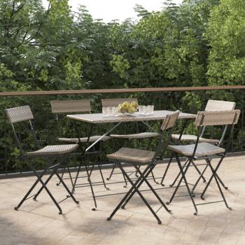 ARDEBO.de - Bistrostühle 6 Stk. Klappbar Grau Poly Rattan und Stahl