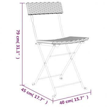 Bistrostühle 6 Stk. Klappbar Grau Poly Rattan und Stahl