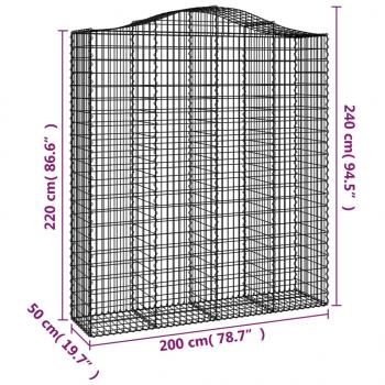 Gabionen mit Hochbogen 4 Stk. 200x50x220/240cm Verzinktes Eisen