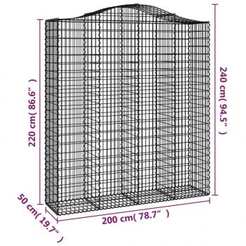 Gabionen mit Hochbogen 3 Stk. 200x50x220/240cm Verzinktes Eisen