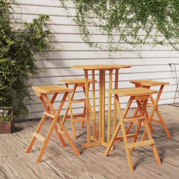 ARDEBO.de - 5-tlg. Bar-Set Klappbar Massivholz Teak 