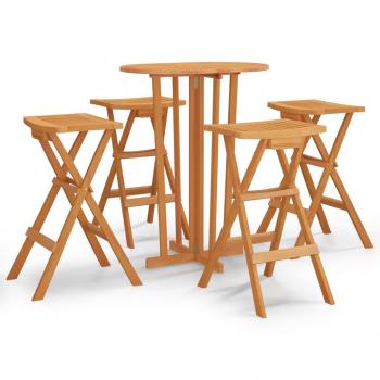 5-tlg. Bar-Set Klappbar Massivholz Teak 