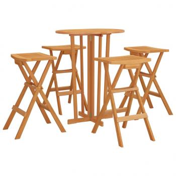 5-tlg. Bar-Set Klappbar Massivholz Teak 