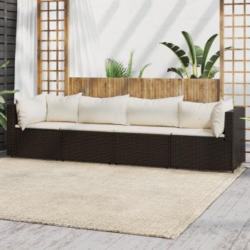 ARDEBO.de - 4-tlg. Garten-Lounge-Set mit Kissen Braun Poly Rattan