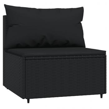 4-tlg. Garten-Lounge-Set mit Kissen Schwarz Poly Rattan