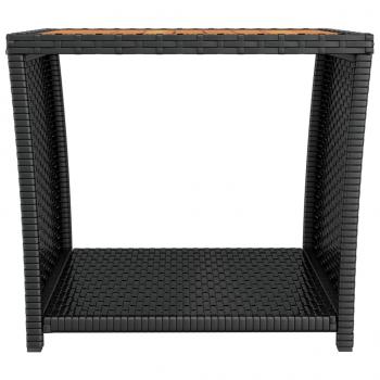 Beistelltisch mit Holzplatte Schwarz Poly Rattan & Akazienholz