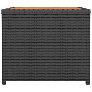 Beistelltisch mit Holzplatte Schwarz Poly Rattan & Akazienholz