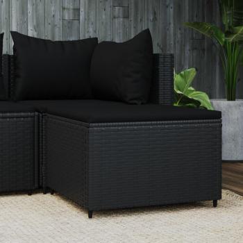 ARDEBO.de - Gartenhocker mit Kissen Schwarz Poly Rattan