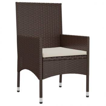 4-tlg. Garten-Lounge-Set mit Kissen Braun Poly Rattan