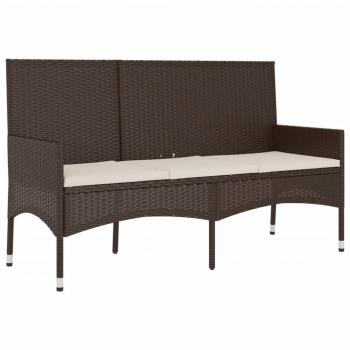 4-tlg. Garten-Lounge-Set mit Kissen Braun Poly Rattan