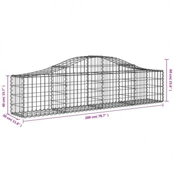 Gabionen mit Hochbogen 8 Stk. 200x30x40/60 cm Verzinktes Eisen