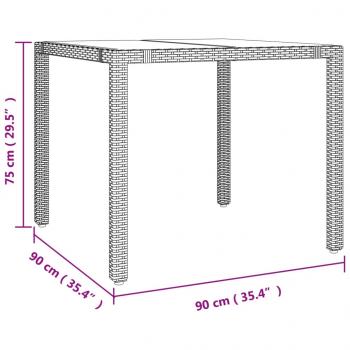 Gartentisch mit Glasplatte Beige Poly Rattan & Hartglas