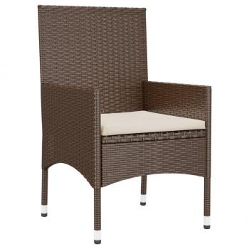 6-tlg. Garten-Lounge-Set mit Kissen Braun Poly Rattan