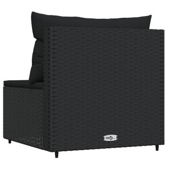 Garten-Mittelsofa mit Kissen Schwarz Poly Rattan