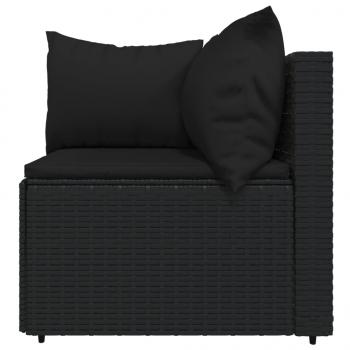 3-tlg. Garten-Lounge-Set mit Kissen Schwarz Poly Rattan