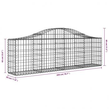 Gabionen mit Hochbogen 6 Stk. 200x30x60/80 cm Verzinktes Eisen