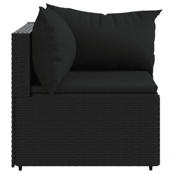 Garten-Ecksofas mit Kissen 2 Stk. Schwarz Poly Rattan