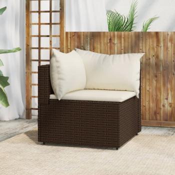 ARDEBO.de - Garten-Ecksofa mit Kissen Braun Poly Rattan