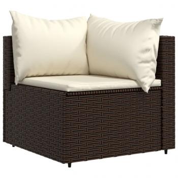 Garten-Ecksofa mit Kissen Braun Poly Rattan