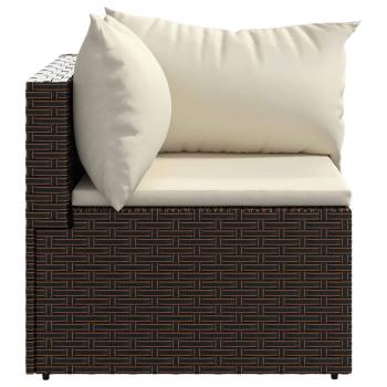 Garten-Ecksofa mit Kissen Braun Poly Rattan