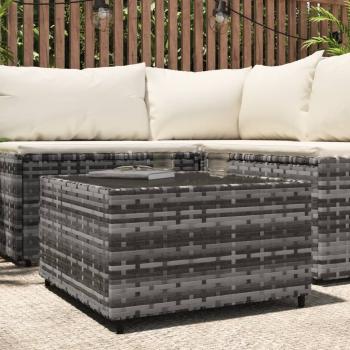 ARDEBO.de - Garten-Couchtisch Quadratisch Grau 50x50x30 cm Poly Rattan