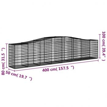 Gabionen mit Hochbogen 20 Stk. 400x50x80/100cm Verzinktes Eisen