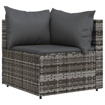 Garten-Ecksofa mit Kissen Grau Poly Rattan