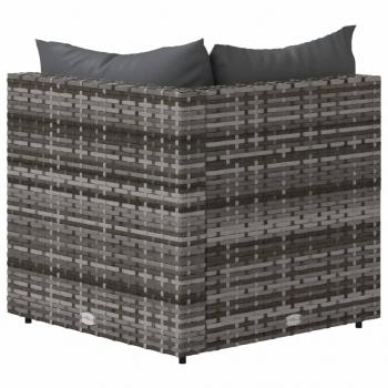 Garten-Ecksofa mit Kissen Grau Poly Rattan