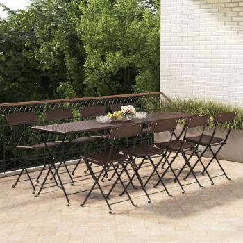 ARDEBO.de - Bistrostühle 8 Stk. Klappbar Braun Poly Rattan und Stahl