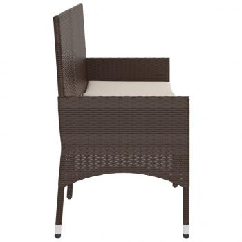 Gartenbank 3-Sitzer mit Kissen Braun Poly Rattan