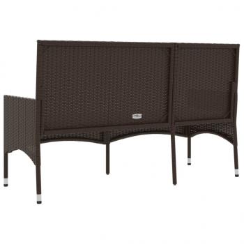 Gartenbank 3-Sitzer mit Kissen Braun Poly Rattan