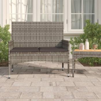 ARDEBO.de - Gartenbank 2-Sitzer mit Kissen Grau Poly Rattan