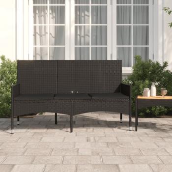 ARDEBO.de - Gartenbank 3-Sitzer mit Kissen Schwarz Poly Rattan