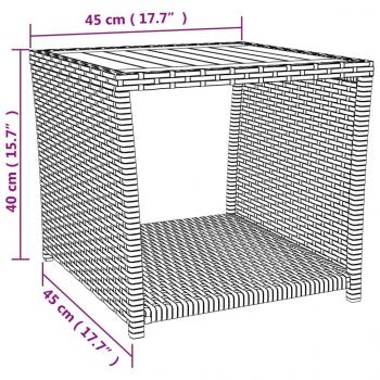 Beistelltisch mit Holzplatte Grau Poly Rattan & Akazienholz