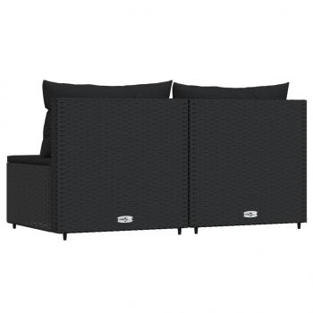 Garten-Mittelsofas mit Kissen 2 Stk. Schwarz Poly Rattan