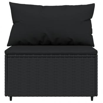 Garten-Mittelsofas mit Kissen 2 Stk. Schwarz Poly Rattan