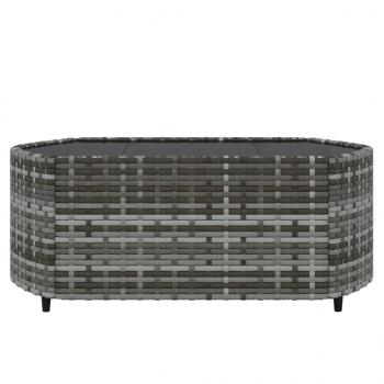 3-tlg. Garten-Lounge-Set mit Kissen Grau Poly Rattan