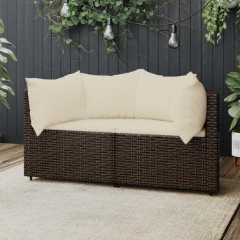 ARDEBO.de - Garten-Ecksofas mit Kissen 2 Stk. Braun Poly Rattan